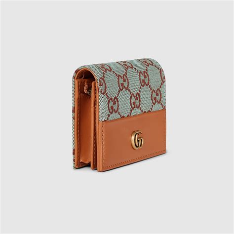 blue black gucci bifold|GG bifold card case in pale blue and brown canvas .